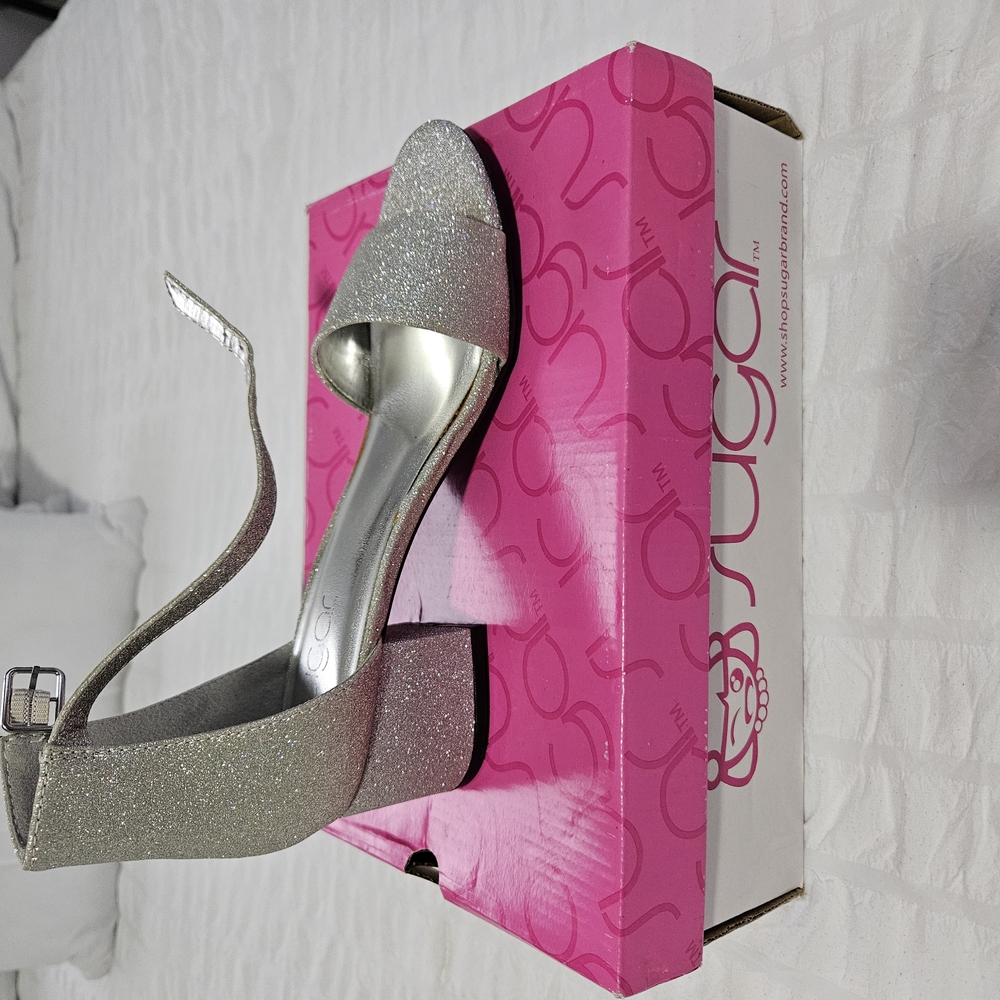 Sugar Silver Glitter Heels